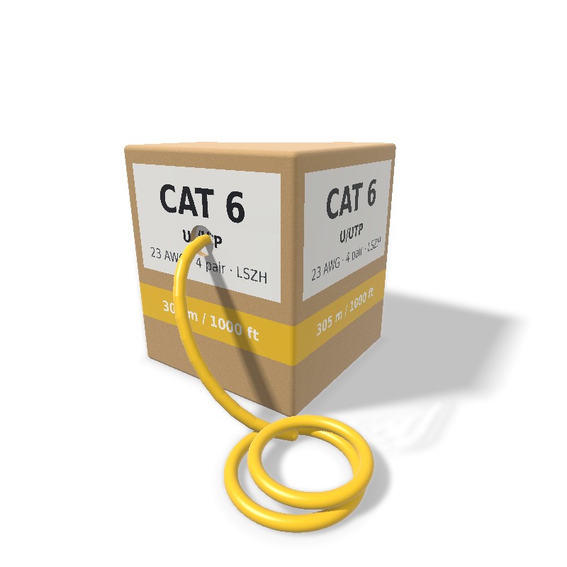 Legrand LCS3 Cat6 U/UTP Cable, 23 AWG, LSZH, 305 m Box – Yellow
